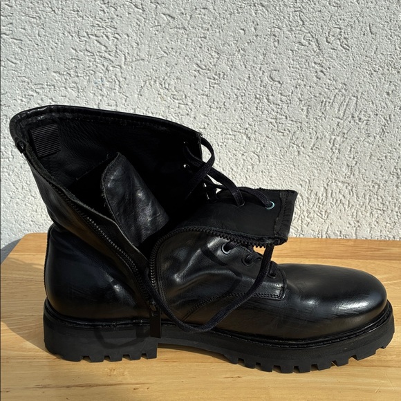 Thursday Black Leather Boots combat style lace up and side zip main image 11